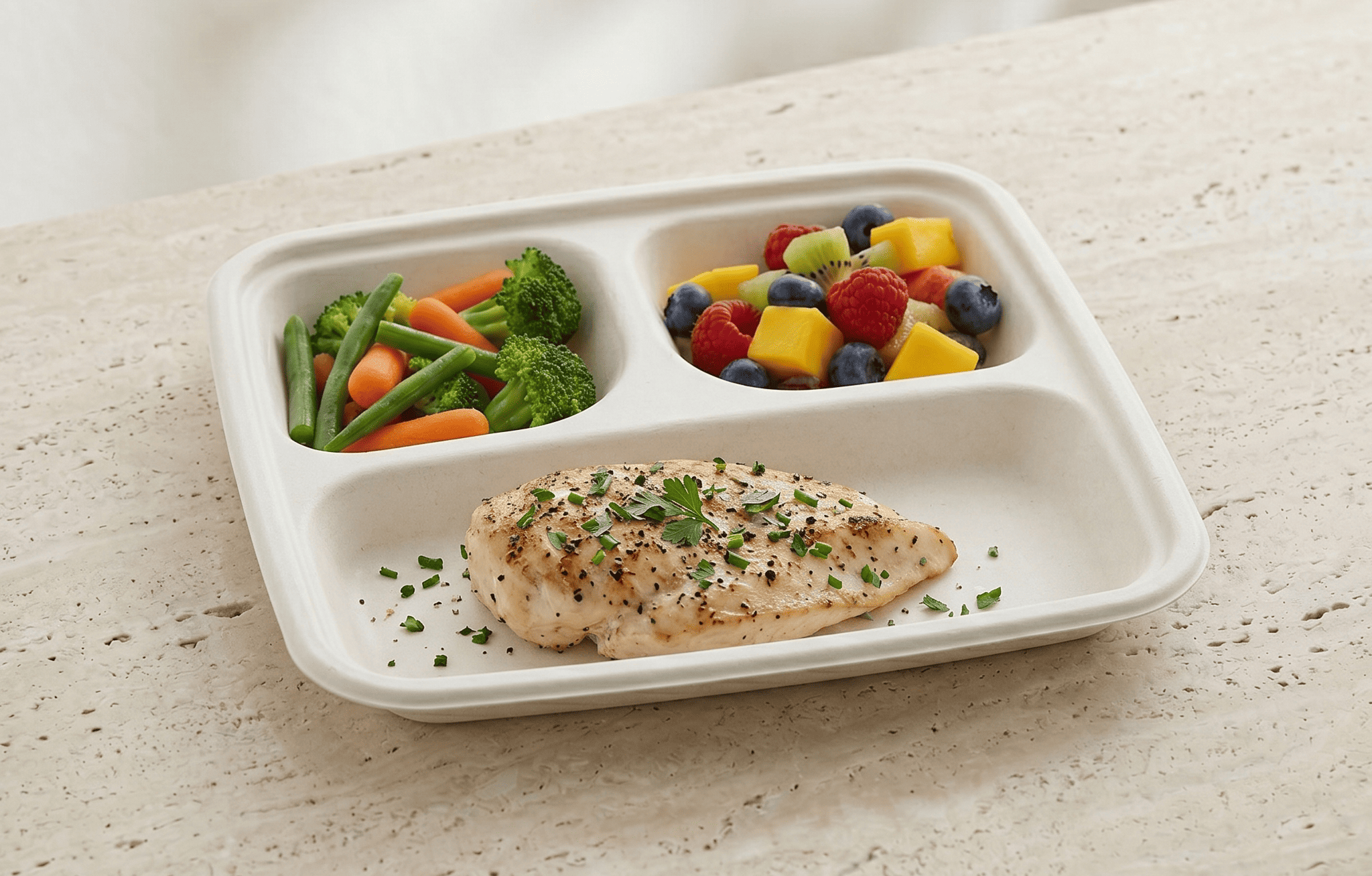 Square 3-Compartment Plate 2