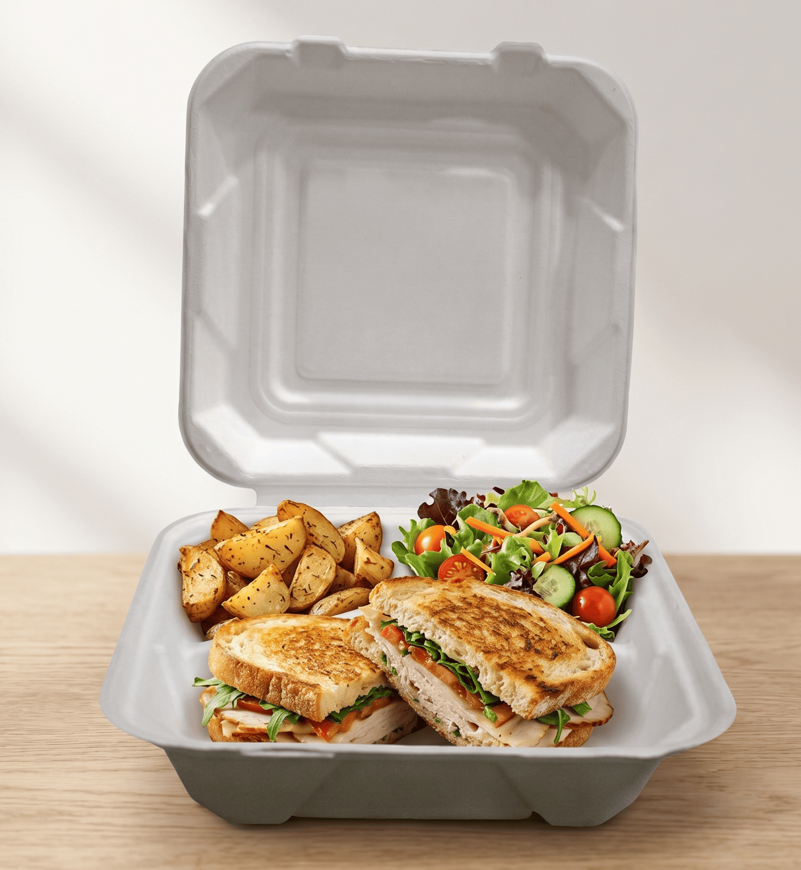 8" 3-Compartment Clamshell 2